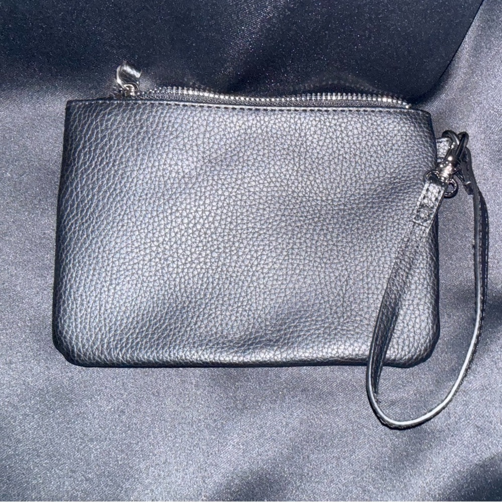 Steve Madden Black Logo Lined Zip Pouch